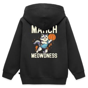 Basketball Katze Basketballspieler Ich liebe Basketball - Kinder Premium Organic Zip Hoodie - Schwarz - Hinten - AI Model Kid Male (0cm)