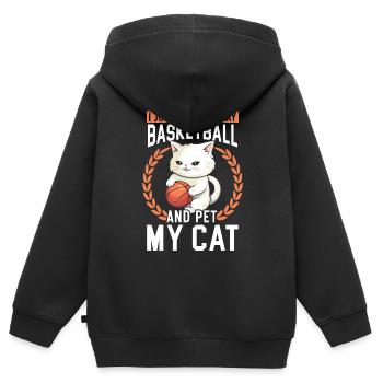 Basketball Katze Basketballspieler Ich liebe Basketball - Kinder Premium Organic Zip Hoodie - Schwarz - Hinten - AI Model Kid Male (0cm)