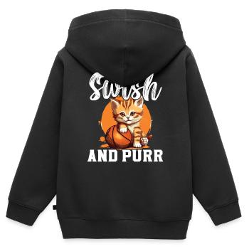 Basketball Katze Basketballspieler Ich liebe Basketball - Kinder Premium Organic Zip Hoodie - Schwarz - Hinten - AI Model Kid Male (0cm)