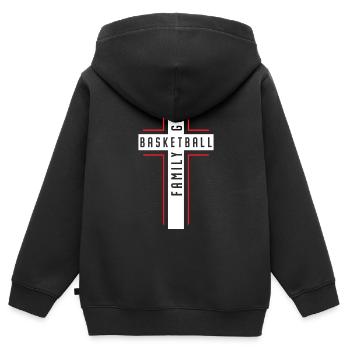 Le basketball et Jésus-Christ chrétien croyant - Sweat Premium à capuche zippé enfant bio - noir - Dos - AI Model Kid Male (0cm)