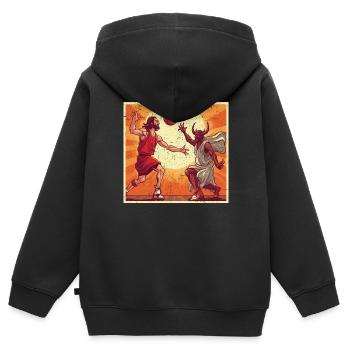 Le basketball et Jésus-Christ chrétien croyant - Sweat Premium à capuche zippé enfant bio - noir - Dos - AI Model Kid Male (0cm)
