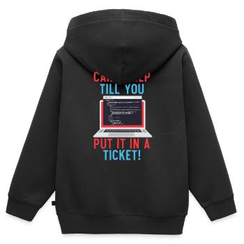 I.T. Ich bin nur wegen des Cache hier - Kinder Premium Organic Zip Hoodie - Schwarz - Hinten - AI Model Kid Male (0cm)