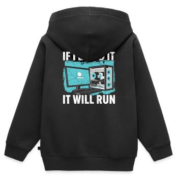 Sie haben den Link angeklickt, oder? - Kinder Premium Organic Zip Hoodie - Schwarz - Hinten - AI Model Kid Male (0cm)