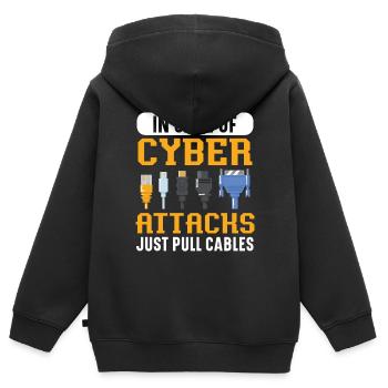 Je ne peux pas aider tant que vous n’avez pas soumis un ticket - Sweat Premium à capuche zippé enfant bio - noir - Dos - AI Model Kid Male (0cm)