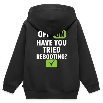 Wenn ich es baue, wird es laufen - Kinder Premium Organic Zip Hoodie - Schwarz - Hinten - AI Model Kid Male (0cm)