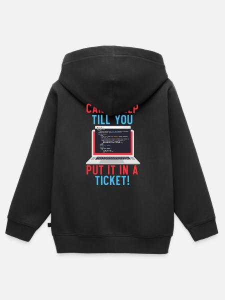 No puedo ayudar hasta que coloque un ticket de soporte técnico - Sudadera Premium con capucha y cremallera infantil orgánica - negro