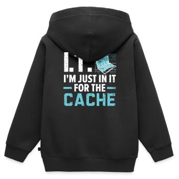 I.T. Je suis juste là pour l’ordinateur de cache - Sweat Premium à capuche zippé enfant bio - noir - Dos - AI Model Kid Male (0cm)