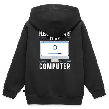Please Restart Your Computer Coding Tech Support - Kinder Premium Organic Zip Hoodie - Schwarz - Hinten - AI Model Kid Male (0cm)