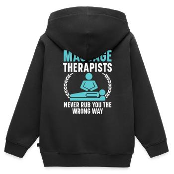 Massagetherapeuten reiben Sie nie auf die falsche - Kinder Premium Organic Zip Hoodie - Schwarz - Hinten - AI Model Kid Male (0cm)