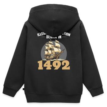 Tag der indigenen Ureinwohner Amerikas - Kinder Premium Organic Zip Hoodie - Schwarz - Hinten - AI Model Kid Male (0cm)