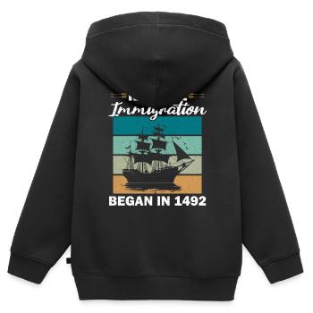 Tag der indigenen Ureinwohner Amerikas - Kinder Premium Organic Zip Hoodie - Schwarz - Hinten - AI Model Kid Male (0cm)