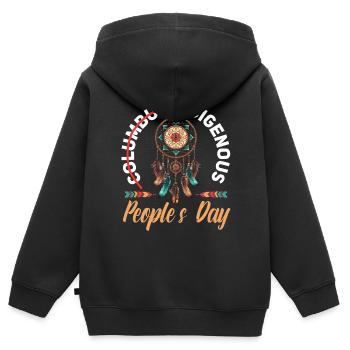 Tag der indigenen Ureinwohner Amerikas - Kinder Premium Organic Zip Hoodie - Schwarz - Hinten - AI Model Kid Male (0cm)