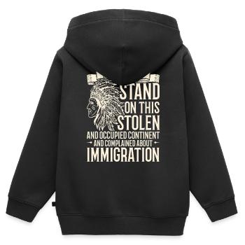 Tag der indigenen Ureinwohner Amerikas - Kinder Premium Organic Zip Hoodie - Schwarz - Hinten - AI Model Kid Male (0cm)