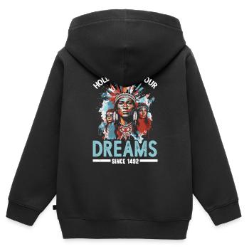 Tag der indigenen Ureinwohner Amerikas - Kinder Premium Organic Zip Hoodie - Schwarz - Hinten - AI Model Kid Male (0cm)