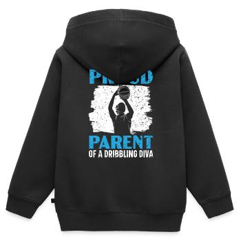 Tochter Basketball Sport Basketball Papa Mama - Kinder Premium Organic Zip Hoodie - Schwarz - Hinten - AI Model Kid Male (0cm)