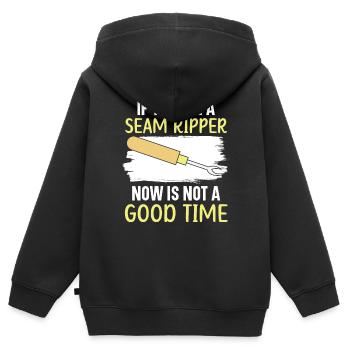 If you see a seam ripper, there is no g - Kids Premium Organic Zip-up Hoodie - black - Back - AI Model Kid Male (0cm)