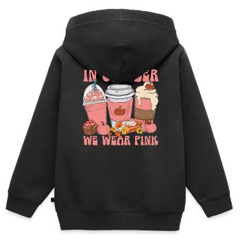 Brustkrebs Unterstützung des Bewusstseins für Brustkrebs - Kinder Premium Organic Zip Hoodie - Schwarz - Hinten - AI Model Kid Male (0cm)
