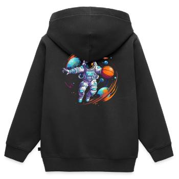 Astronaut Basketball Outerspace Basketballspieler - Kinder Premium Organic Zip Hoodie - Schwarz - Hinten - AI Model Kid Male (0cm)
