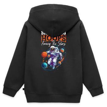 Astronaut Basketball Outerspace Basketballspieler - Kinder Premium Organic Zip Hoodie - Schwarz - Hinten - AI Model Kid Male (0cm)