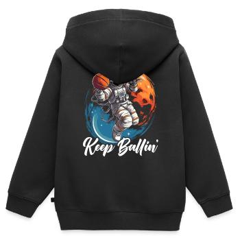 Astronaut Basketball Outerspace Basketballspieler - Kinder Premium Organic Zip Hoodie - Schwarz - Hinten - AI Model Kid Male (0cm)