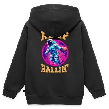 Astronaut Basketball Outerspace Basketballspieler - Kinder Premium Organic Zip Hoodie - Schwarz - Hinten - AI Model Kid Male (0cm)