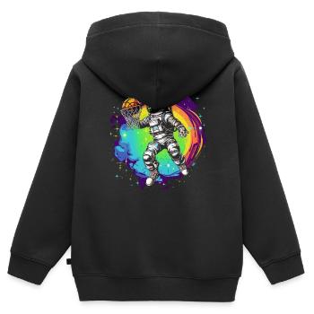 Astronaut Basketball Outerspace Basketballspieler - Kinder Premium Organic Zip Hoodie - Schwarz - Hinten - AI Model Kid Male (0cm)