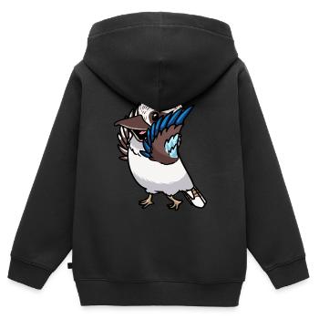 Laughing Hans Vogel Jägerliest Kawaii Emoticon - Sweat Premium à capuche zippé enfant bio - noir - Dos - AI Model Kid Male (0cm)