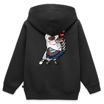 Laughing Hans Vogel Jägerliest Kisses Kawaii - Sweat Premium à capuche zippé enfant bio - noir - Dos - AI Model Kid Male (0cm)