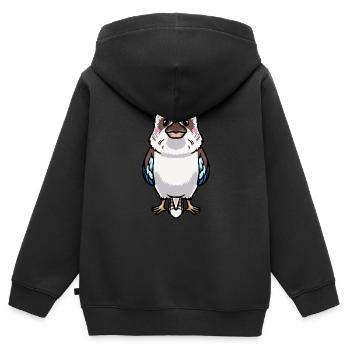 Laughing Hans Vogel Jägerliest Kawaii Emoticon - Sweat Premium à capuche zippé enfant bio - noir - Dos - AI Model Kid Male (0cm)