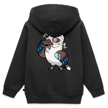 Laughing Hans Vogel Jägerliest Kawaii Emoticon - Sweat Premium à capuche zippé enfant bio - noir - Dos - AI Model Kid Male (0cm)