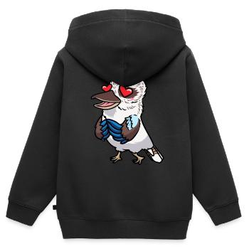 Laughing Hans Vogel Jägerliest Verliebt Kawaii - Kids Premium Organic Zip-up Hoodie - black - Back - AI Model Kid Male (0cm)