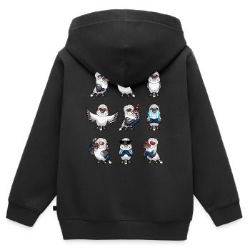 Laughing Hans Vogel Jägerliest Kawaii Emoticon - Sweat Premium à capuche zippé enfant bio - noir - Dos - AI Model Kid Male (0cm)