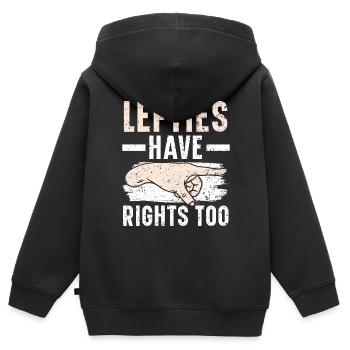 Les gauchers ont aussi des gauchers drôles - Sweat Premium à capuche zippé enfant bio - noir - Dos - AI Model Kid Male (0cm)