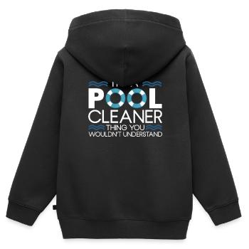 Nettoyage de piscine Travail Gardien de piscine - Sweat Premium à capuche zippé enfant bio - noir - Dos - AI Model Kid Male (0cm)