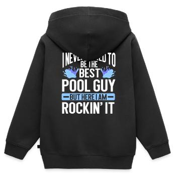 Nettoyage de piscine Travail Gardien de piscine - Sweat Premium à capuche zippé enfant bio - noir - Dos - AI Model Kid Male (0cm)