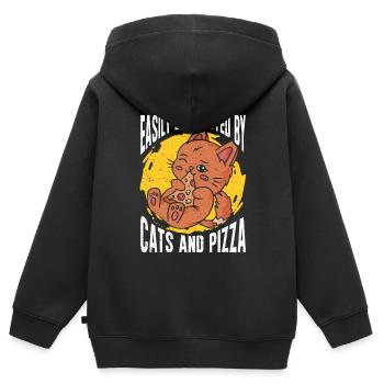 Pizza Italie Pizza Pizza Cuisine - Sweat Premium à capuche zippé enfant bio - noir - Dos - AI Model Kid Male (0cm)