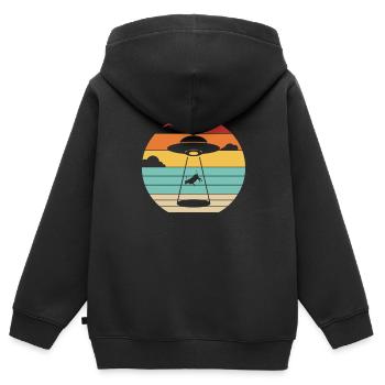 Conspiration extraterrestre OVNI - Sweat Premium à capuche zippé enfant bio - noir - Dos - AI Model Kid Male (0cm)