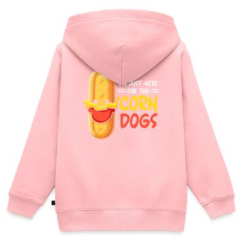 Corn Dog Lover Hot Dog Corndog Saucisse Hotdog - Sweat Premium à capuche zippé enfant bio - rose - Dos - AI Model Kid Female (0cm)