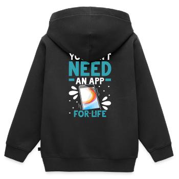 Digital Detox Mobile Phone Fasting Go Offline - Sweat Premium à capuche zippé enfant bio - noir - Dos - AI Model Kid Male (0cm)