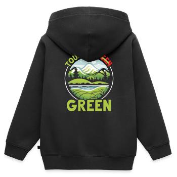 Digital Detox Mobile Phone Fasting Go Offline - Sweat Premium à capuche zippé enfant bio - noir - Dos - AI Model Kid Male (0cm)