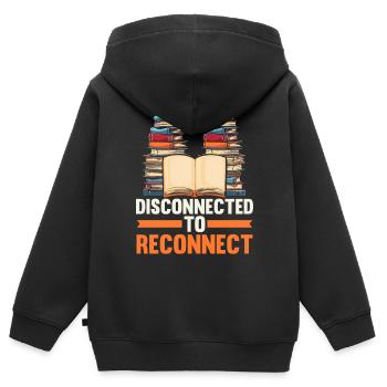 Digital Detox Mobile Phone Fasting Go Offline - Sweat Premium à capuche zippé enfant bio - noir - Dos - AI Model Kid Male (0cm)