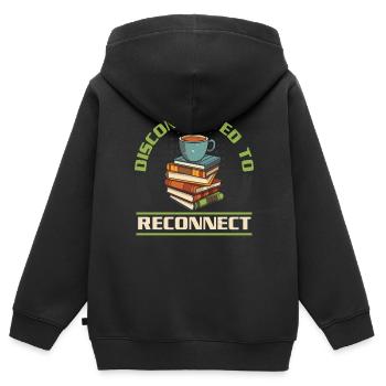 Digital Detox Mobile Phone Fasting Go Offline - Sweat Premium à capuche zippé enfant bio - noir - Dos - AI Model Kid Male (0cm)