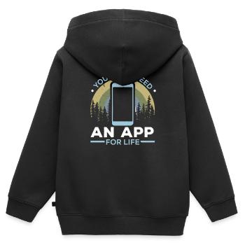 Digital Detox Mobile Phone Fasting Go Offline - Sweat Premium à capuche zippé enfant bio - noir - Dos - AI Model Kid Male (0cm)