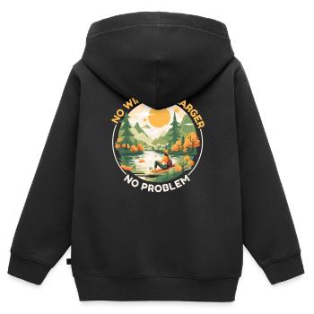 Digital Detox Mobile Phone Fasting Go Offline - Sweat Premium à capuche zippé enfant bio - noir - Dos - AI Model Kid Male (0cm)