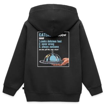 Service traiteur Restauration Chef serveur - Sweat Premium à capuche zippé enfant bio - noir - Dos - AI Model Kid Male (0cm)