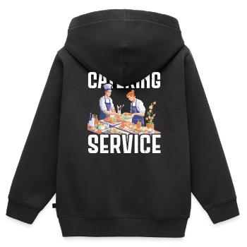Service traiteur Traiteur Chef cuisinier Serveur - Sweat Premium à capuche zippé enfant bio - noir - Dos - AI Model Kid Male (0cm)