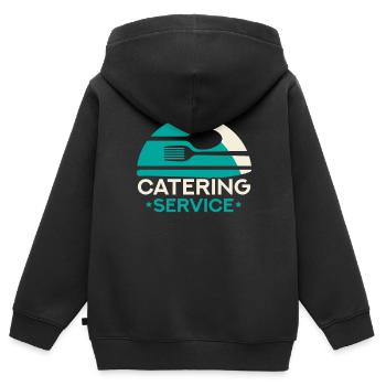 Service traiteur Traiteur Chef cuisinier Serveur - Sweat Premium à capuche zippé enfant bio - noir - Dos - AI Model Kid Male (0cm)