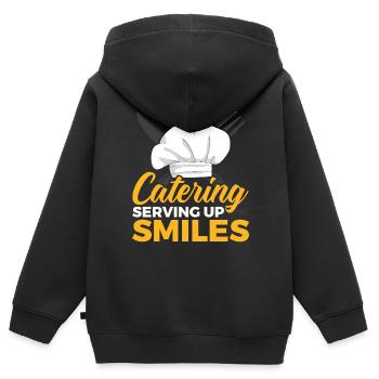 Service traiteur Restauration Chef serveur - Sweat Premium à capuche zippé enfant bio - noir - Dos - AI Model Kid Male (0cm)
