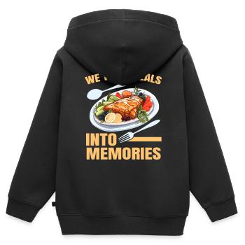 Service traiteur Traiteur Chef cuisinier Serveur - Sweat Premium à capuche zippé enfant bio - noir - Dos - AI Model Kid Male (0cm)