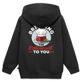Service traiteur Restauration Chef serveur - Sweat Premium à capuche zippé enfant bio - noir - Dos - AI Model Kid Male (0cm)
